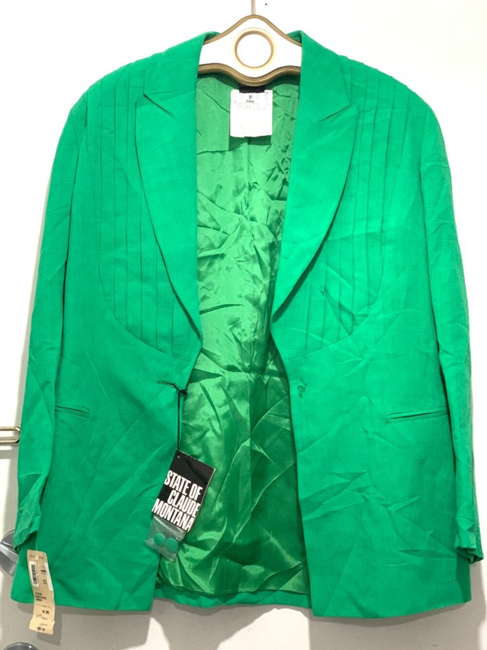 NEW VINTAGE STATE OF CLAUDE MONTANA MADE IN ITALY LINEN BLEND BLAZERS SIZE 44/10